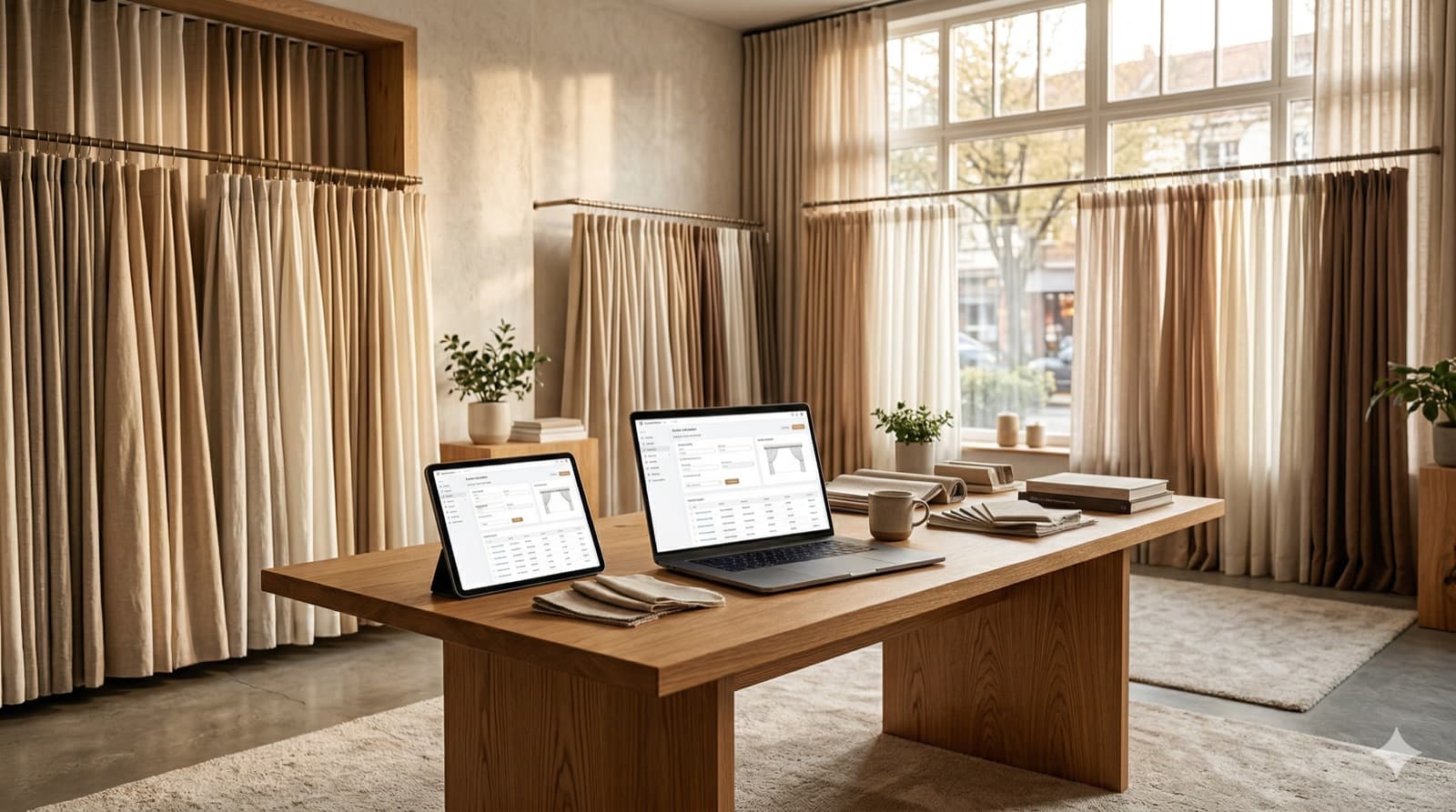 Software overzicht voor raambekleding op laptop — gordijnen, jaloezieën en zonwering